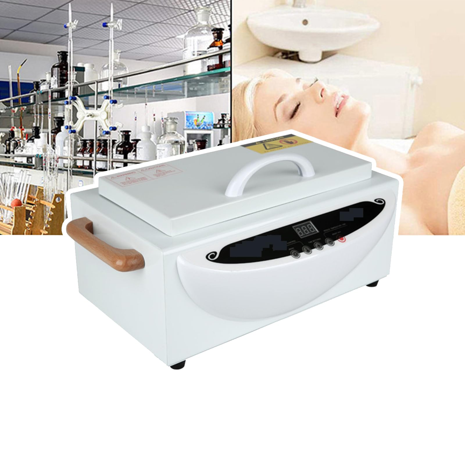 QIeDny Towel Warmer, Adjustable Temperature And Time, 360° Heating(Max 200℃), Noiseless, Easy to Operate/clean, One-button Start, For Nail Salons And Dental Clinic