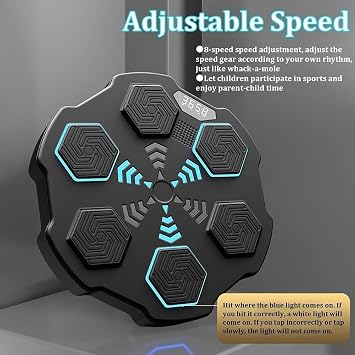 Wall Mounted Music Boxing Machine, Digital Screen And 8 Speed Adjustable Settings, Sensor Adjustment Buttons, Home Workout Equipment For Taekwondo, Sanda, And Wing Chun Training,Black