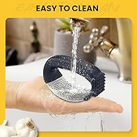 Vista 5 de 2025 New Upgraded Garlic Press Rocker, Stainless Steel Garlic Press, Garlic Crusher with Peeler and Cleaning Brush, Garlic Chopper for Crush Garlic