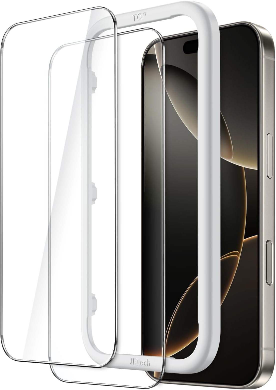 JETech iPhone 16 Pro 6.3 Inch Tempered Glass Screen Protector with Guide Frame No Interference Case HD Clear 2 Pack