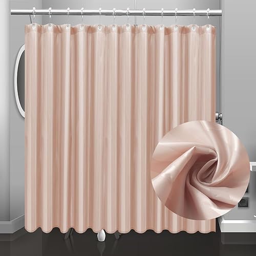 Miniatura 21 de Cortina de ducha de tela impermeable o forro con peso inferior, 72 x 72 pulgadas, tira blanca, tela suave de calidad de hotel, cortina de ducha 2