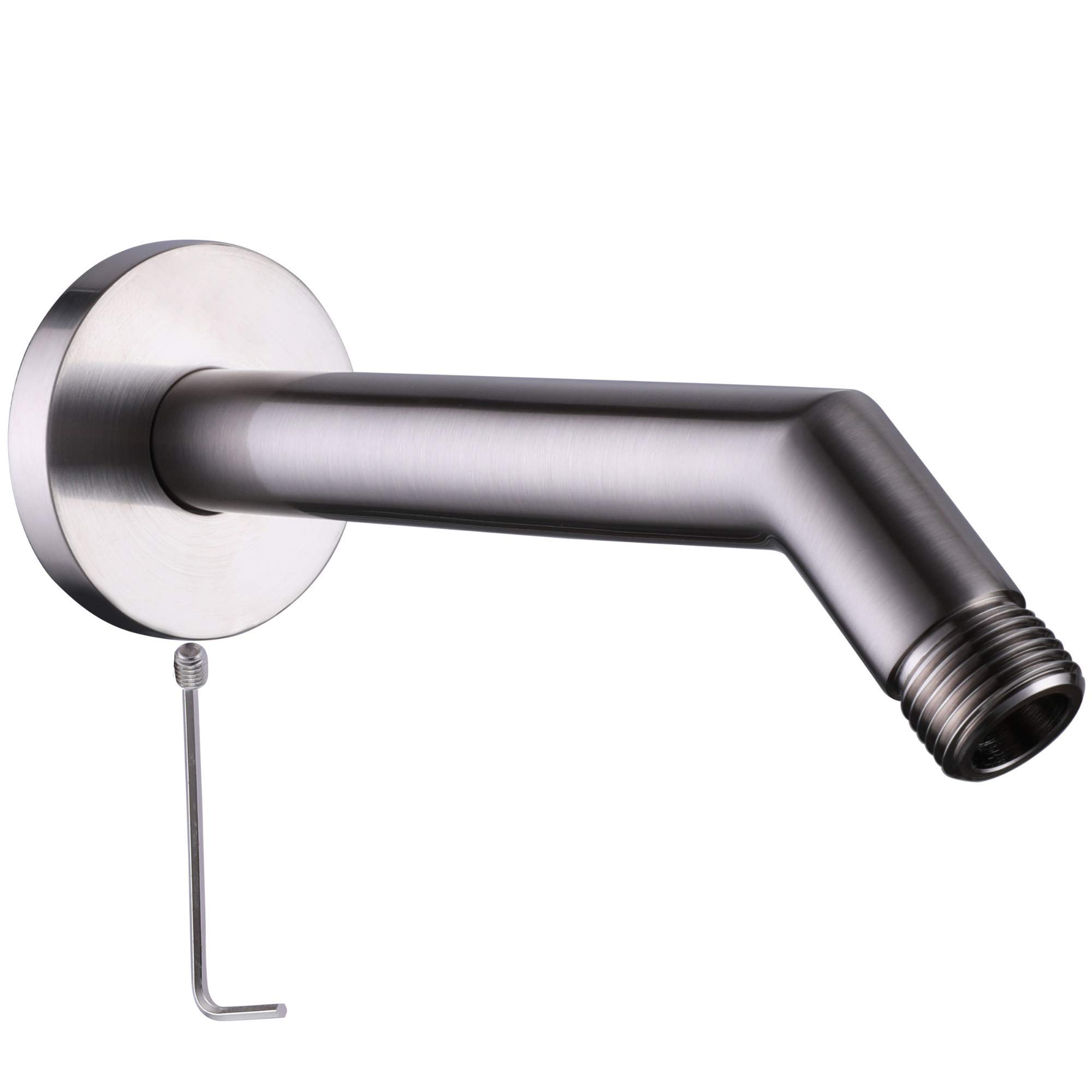 HammerHead Showers® Solid Metal 7 Inch Shower Arm and Flange with Set Screw, Brushed Nickel | Wall Elbow Pipe and Cover Plate | Universal Replacement Part for Showerheads