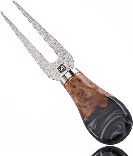 Tenedor de queso de Damasco mejorado para tablas de embutidos, tenedor de servir para ensalada de frutas y queso con mantequilla, hermosa resina