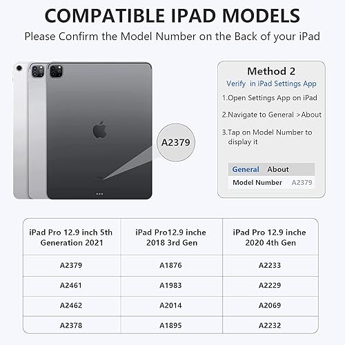 Miniatura 2 de besky Funda para iPad Pro de 12.9 pulgadas 2022 con teclado, funda de teclado (para iPad Pro de 12.9 pulgadas de 6 y 5 generación) con teclado