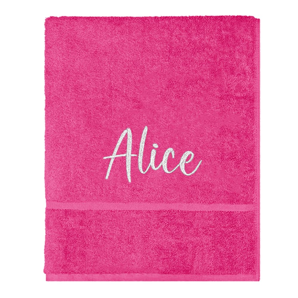 TeddyT's Personalised Girl's Name Embroidered School Hand Towel (Fuchsia Pink)