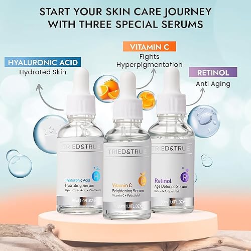 Miniatura 2 de The Ageless Beauty Kit - Suero de retinol, suero de vitamina C y suero de ácido hialurónico, iluminador de la piel, antienvejecimiento, kit de