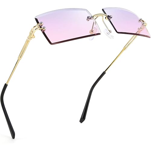 FEISEDY Vintage Rimless Sunglasses Rectangle Frameless Candy Color Glasses Women Men B2642