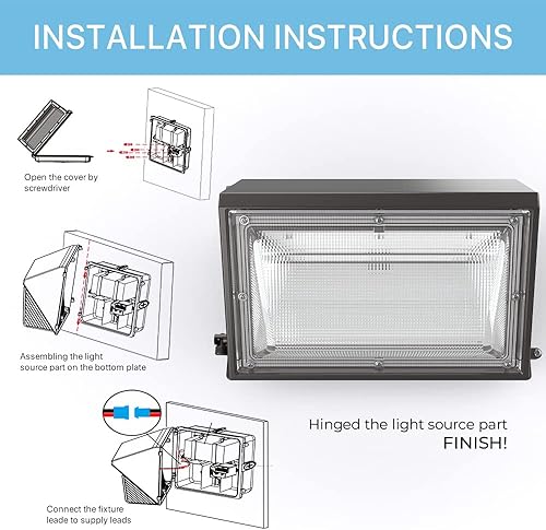 Miniatura 3 de HYPERLITE Paquete de luz LED de pared de 50 W con fotocélula del atardecer al amanecer, paquete de luces de pared de 5000 K para exteriores, paquete