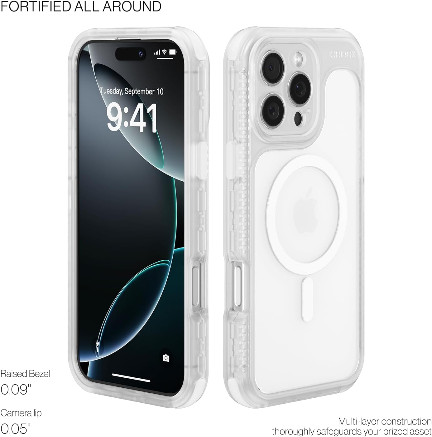 ORIbox Seralyn Series for iPhone 16 Pro Max Case - MagSafe Compatible, Triple-Layer Shockproof Protection, Crystal-Clear Back with Elegant Matte Frame(6.9", Lucent Clarity) - Image 4