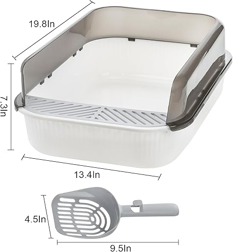 Miniatura 2 de WUWEOT Paquete de 2 cajas de arena para gatos con parte superior abierta, bandeja de arena grande antisalpicaduras, lavabo de limpieza extraíble