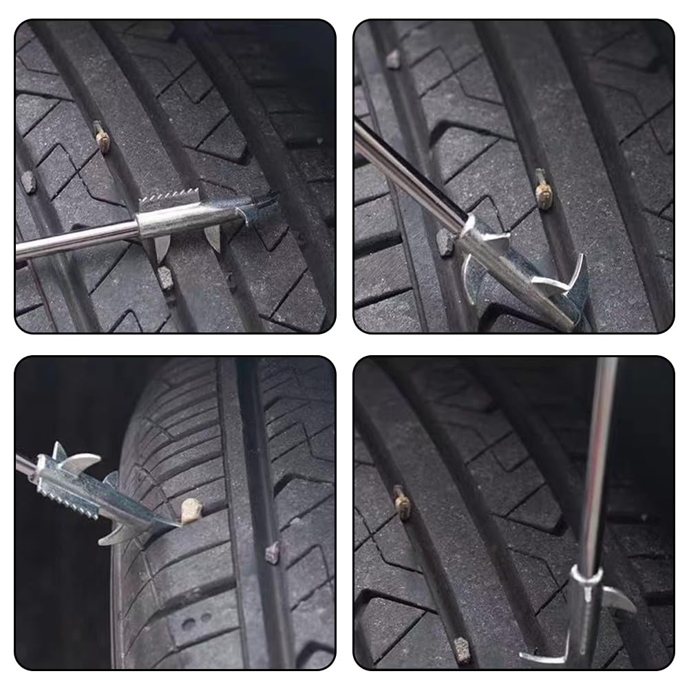 2 Reifenreinigungshaken,Kanal Reinigungshaken,Stein Reinigungshaken,Autoreifen Reinigungswerkzeug,manueller Autoreifenreiniger, Radprofilschlitz, Steinkiesentferner für Auto