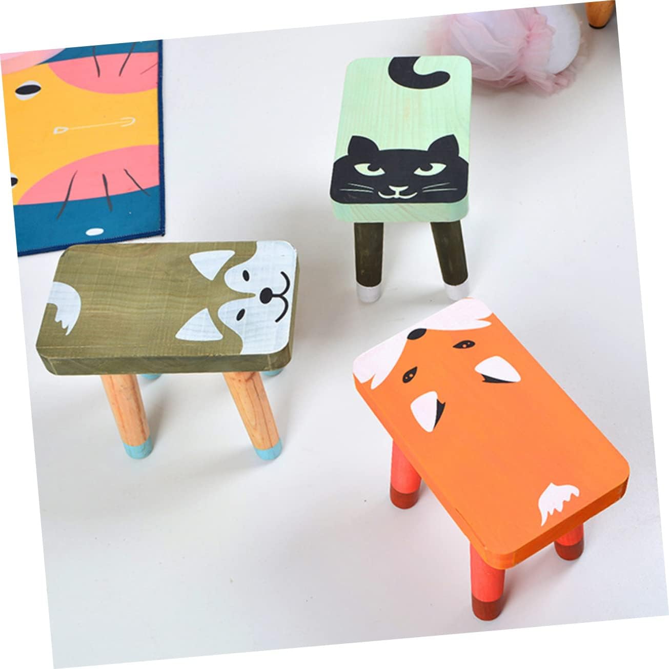 KICHOUSE Boy Girl's Step Stool Boys and Girls Potty Stool Wood and Footstool Low for Home and Bathroom Use