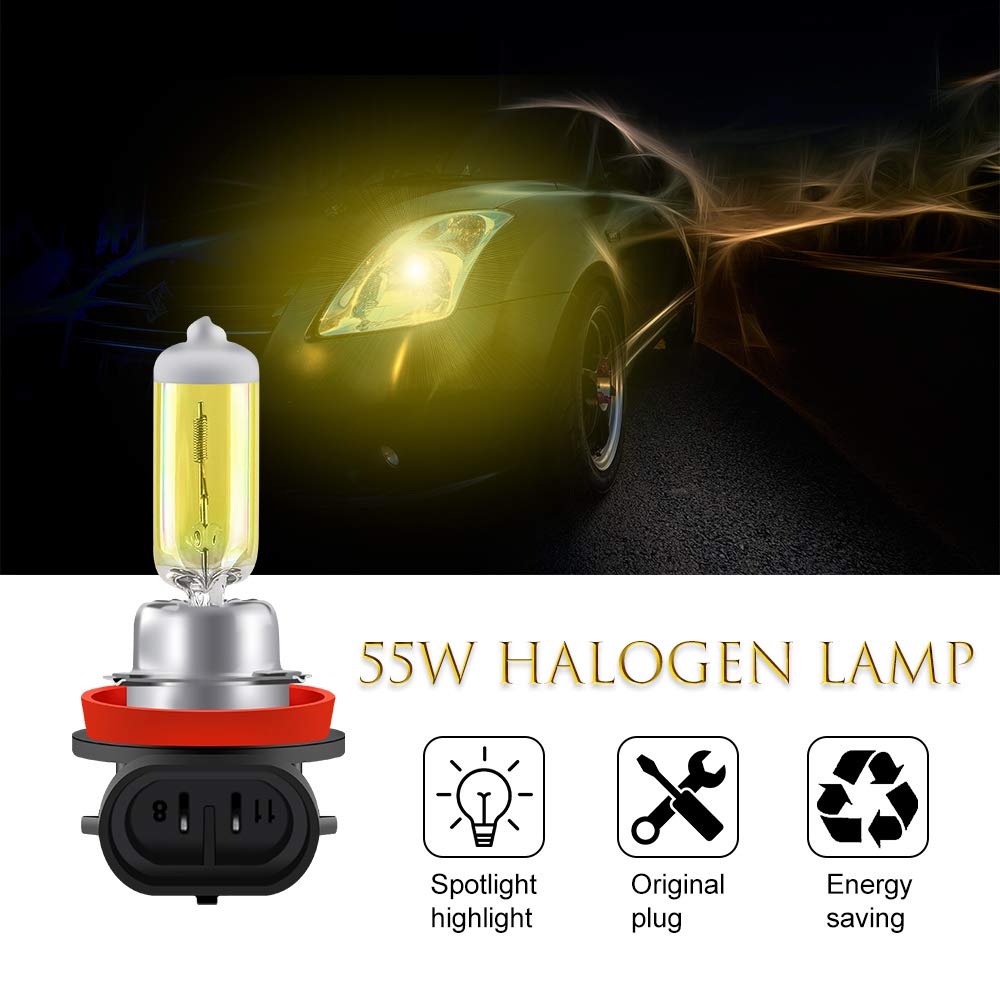 2 szt. H8 35 W żarówki halogenowe 3000 K super jasne złoto żółte halogenowe reflektory 12 V zamiennik do reflektorów samochodowych reflektorów przeciwmgielnych