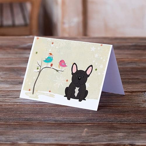Miniatura 2 de Caroline's Treasures BB2481GCA7P - Tarjetas de felicitación y sobres de Navidad entre amigos, diseño de bulldog francés, paquete de 8 tarjetas en