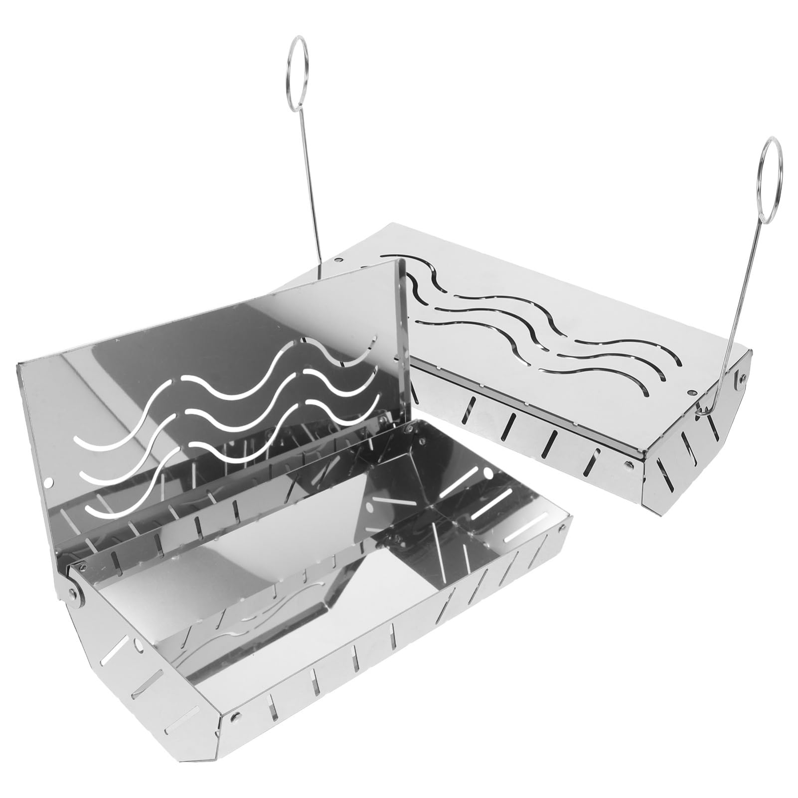 Sosoport 2 Stück Räucherbox aus Edelstahl für Holzkohle- Gas und Elektrogrill für Fleisch und Fisch mit Deckel Grillzubehör für Bbq Geschmack