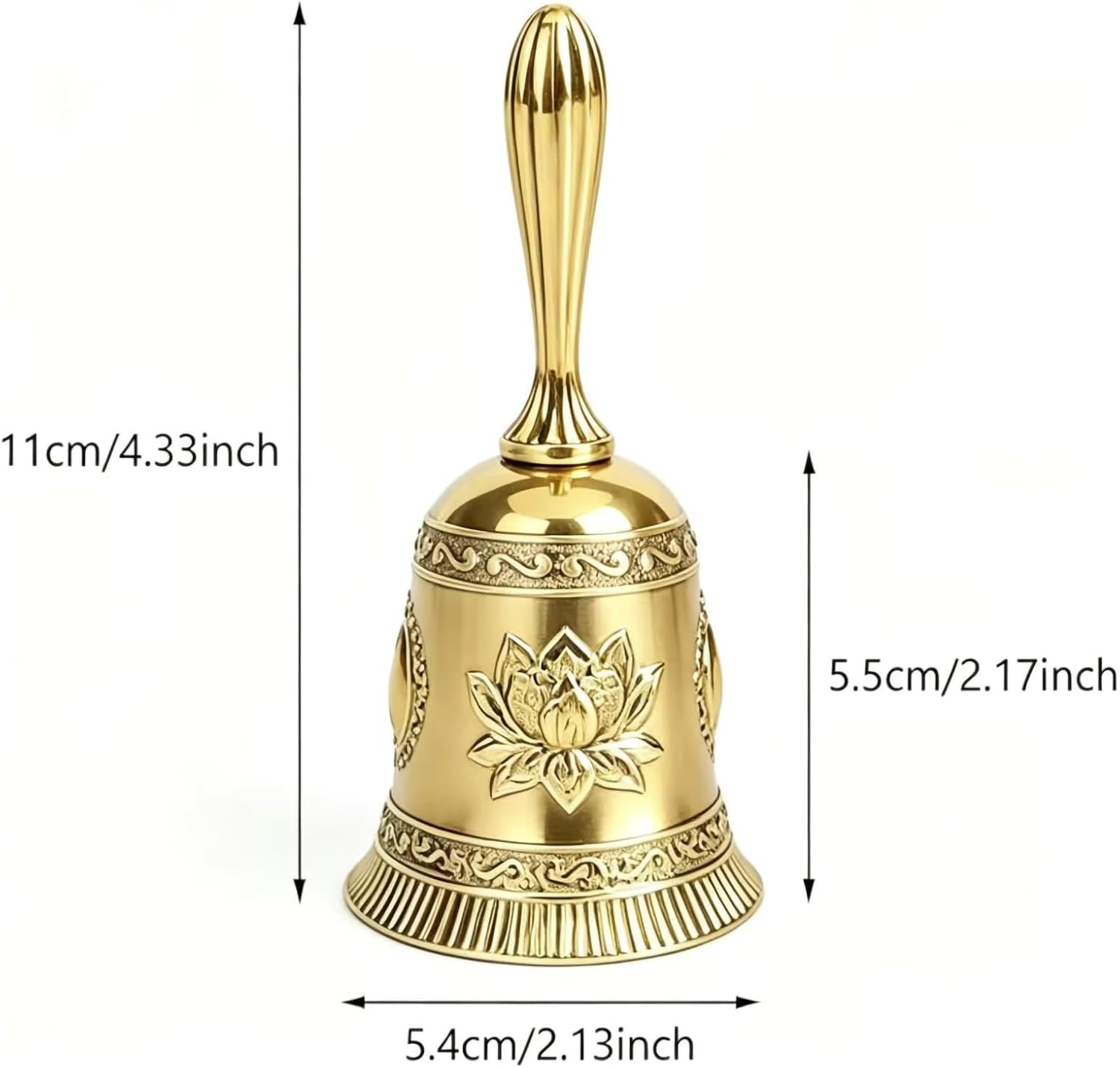 Lotus Polished Brass Hand Bell, Gold
