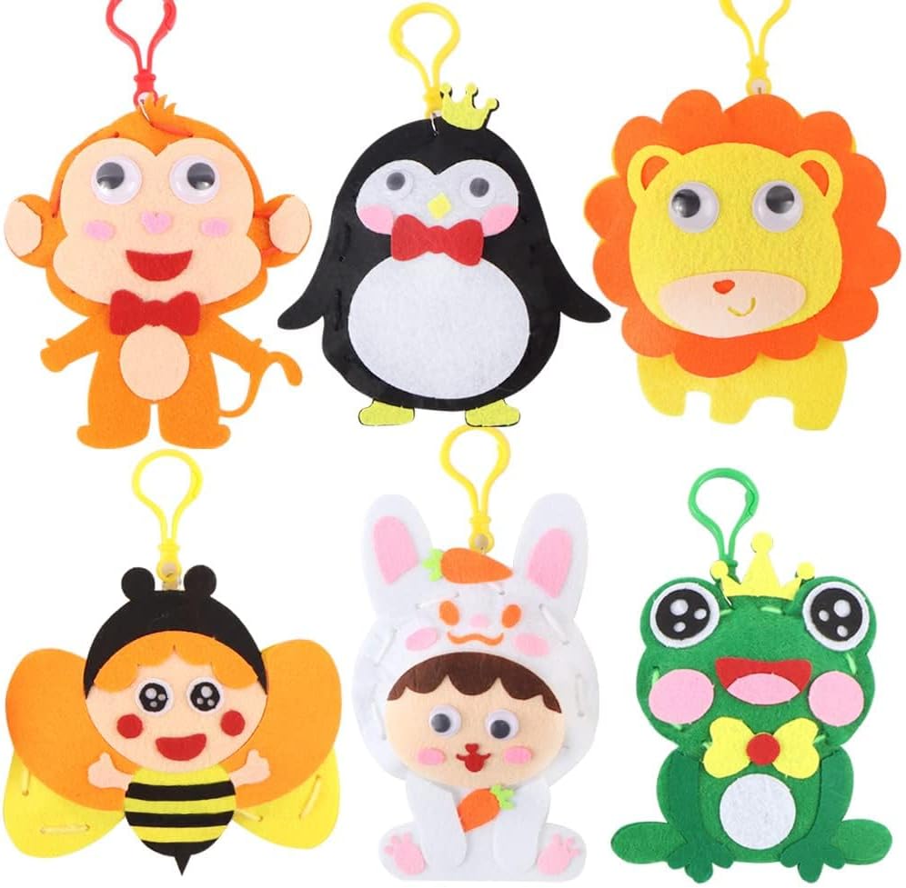 6 Pcs Toddler Arts and Crafts for Kids, Sewing Kit, Ages 2-6, Unisex, Small, Traditional, Animal, Non-Foldable