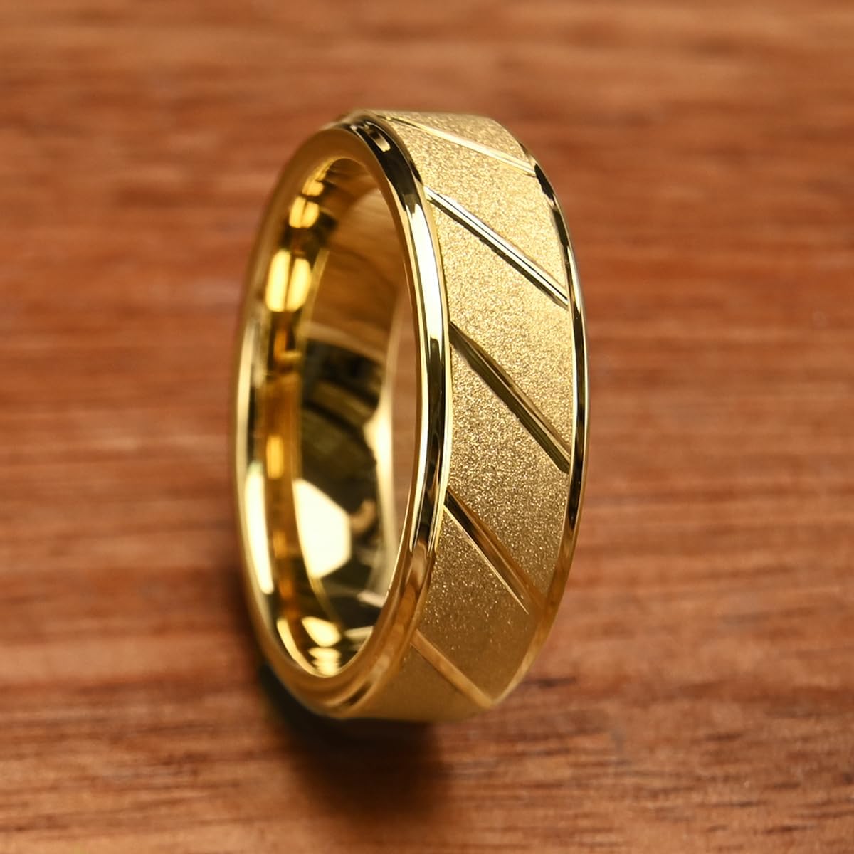 Golden/Silvery Tungsten Carbide Rings for Men and Women Sandblasted and Inlay Grooved Men's Engagement Wedding Bands Luxury High Polished - Image 2
