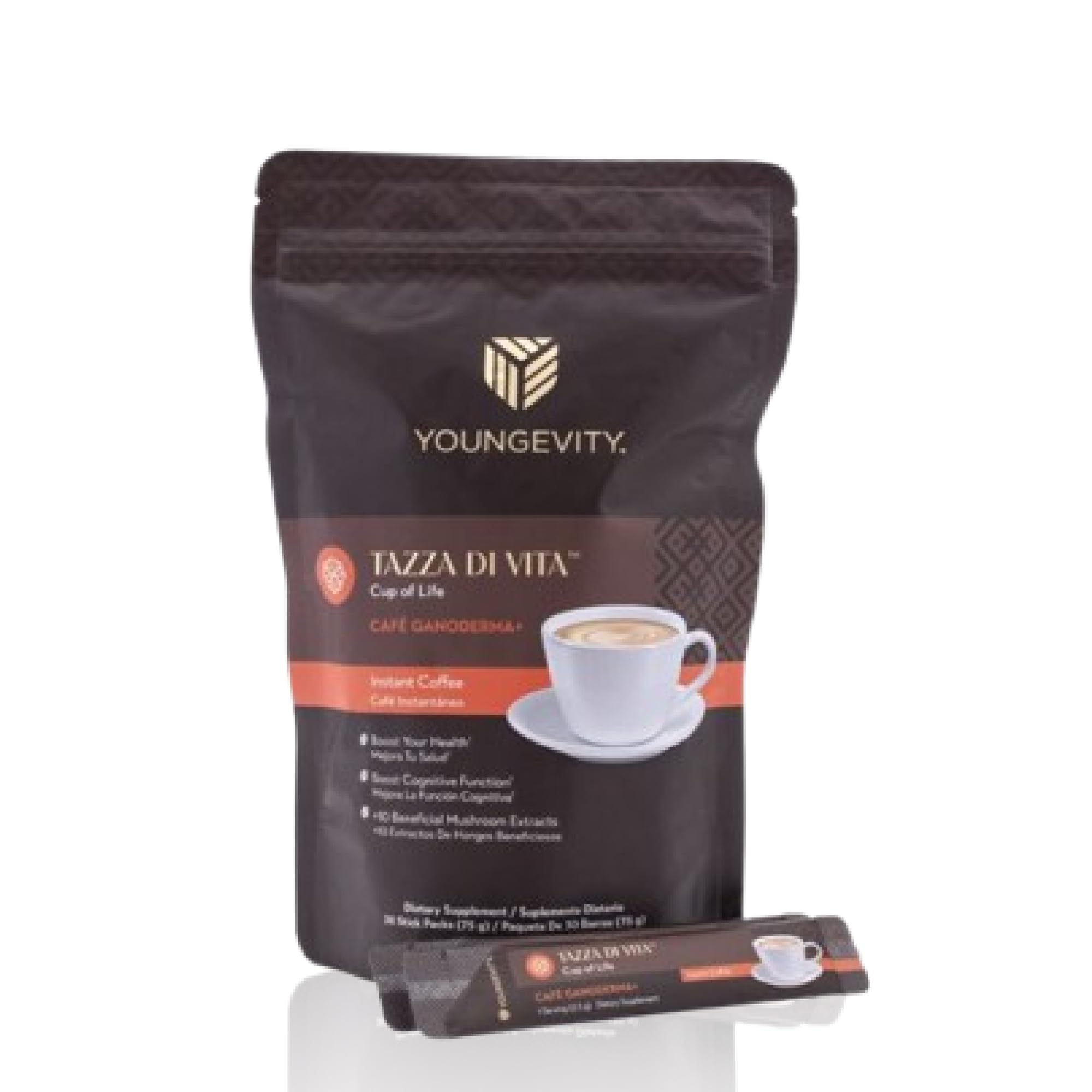 Youngevity Tazza Di Vita Cafe Ganoderma Coffee 30 stick pack (30 Stick Pack Coffee)