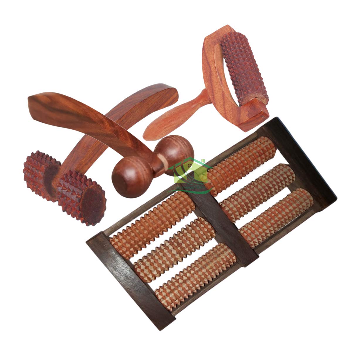 FA INDUSTRIES® Wooden massager set of 4 Wooden Foot feet massager (12x6x2 In), Wooden T-massager (7x6) In, Wooden Neck massager (6x3) In, Wooden massager for face (5x2.5) In FA INDUSTRIES® Wooden massager set of 4 Wooden Foot feet massager (12x6x2 In), Wooden T-massager (7x6) In, Wooden Neck massager (6x3) In, Wooden massager for face (5x2.5) In