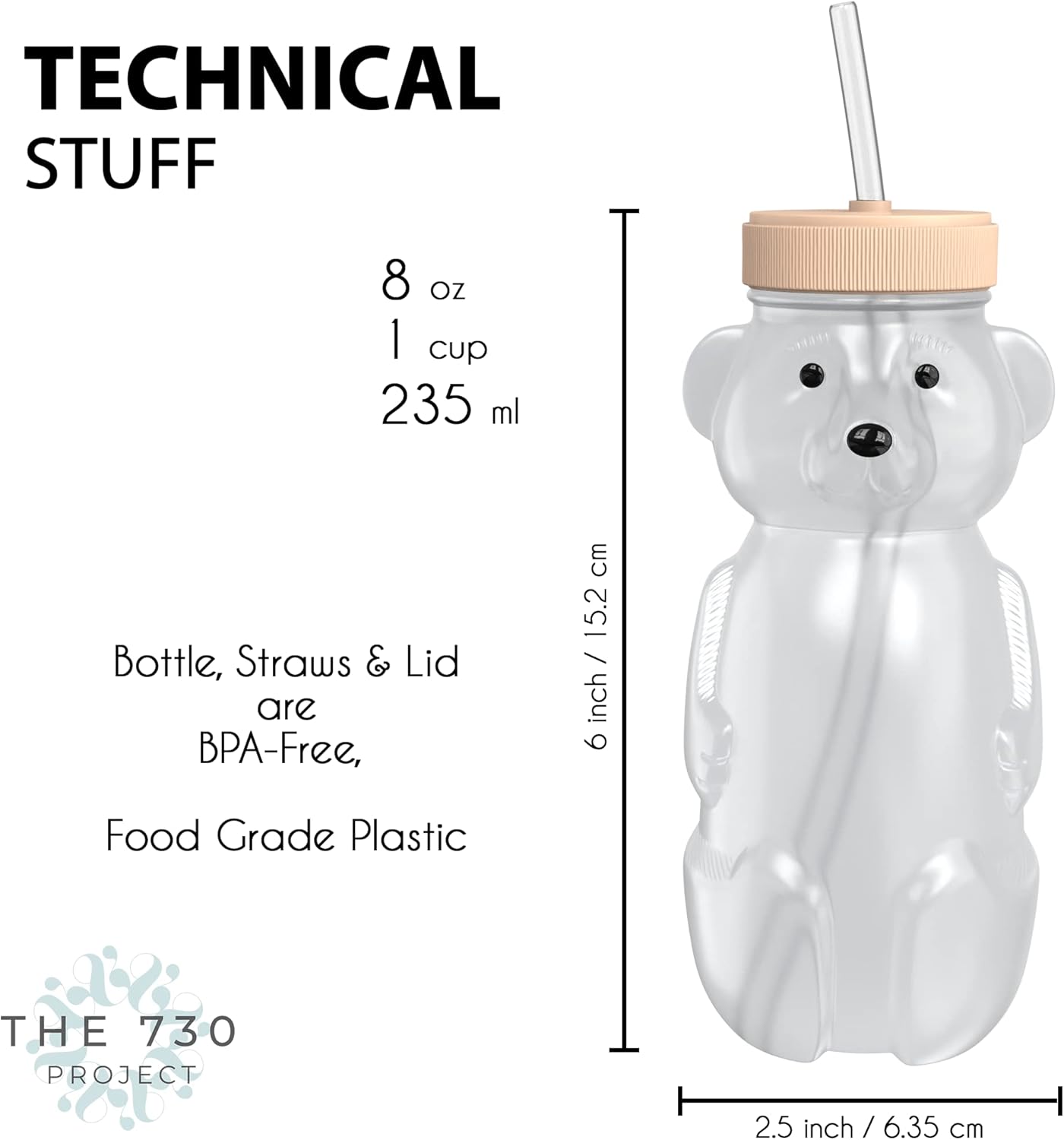 The 730 Project Mighty Masher – Stainless Steel Baby Food Masher & Honey Bear Straw Cup for Babies - Creamsicle PEACH