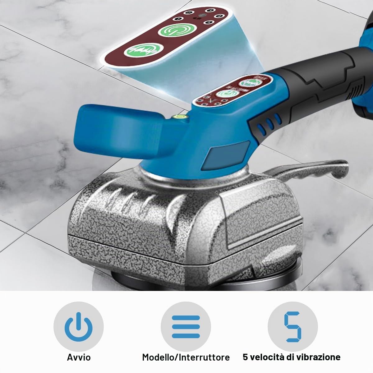 Macchina per la Posa di Piastrelle Ricaricabile, Vibratore per Piastrelle, Macchina Elettrica per Piastrelle Portata Massima 100kg, Livellatrice per Piastrelle, 21V, Macchina per Piastrellatura