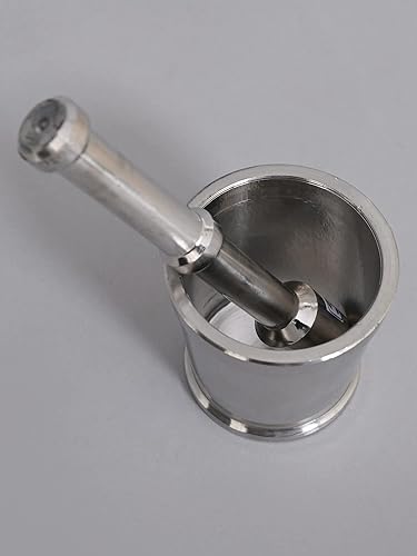 Miniatura 4 de Juego de mortero y mortero de acero inoxidable indio Amam Dasta Imam Dasta, triturador de píldoras, molinillo de especias, cuenco de hierbas, pesto