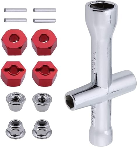 4 adaptadores de rueda hexagonales de aluminio de 0472in y tuercas de bloqueo con brida M4 para traxxas slash 110 2WD manguera Traxxas Traxxas