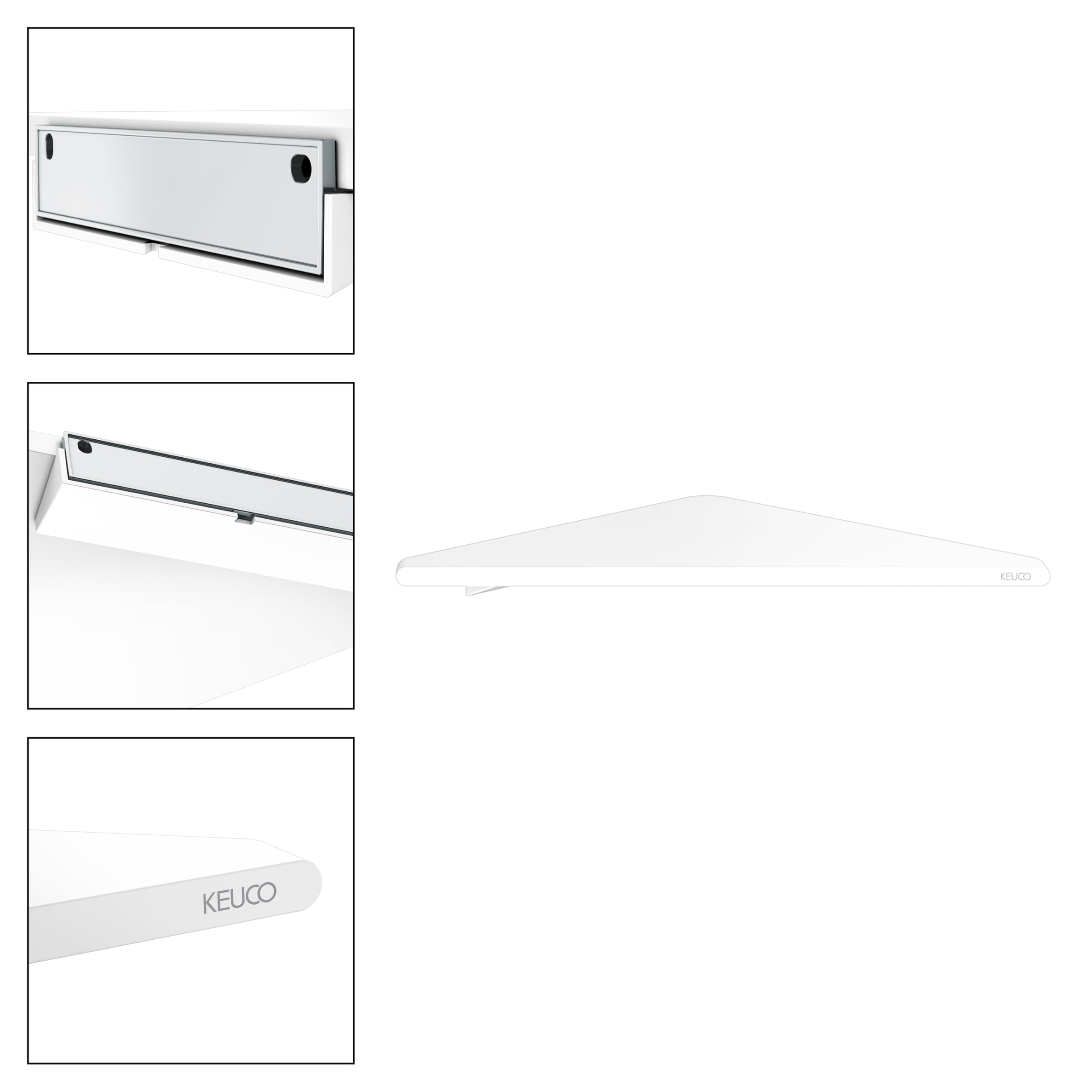 Keuco Rose Eck-Duschablage 24,6 x 24,2 cm, ohne Bohren, Aluminium weiß