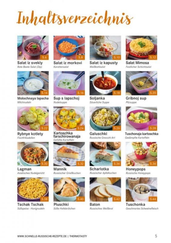 ThermoTasty Russisches Bündelset: 5 Kochbücher mit 100 original russischen Rezepten, russische Gerichte für den Thermomix® inkl. Schritt-für-Schritt Videoanleitungen & Sammelordner gratis