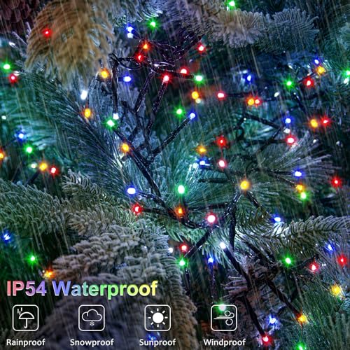Image of 2 Pack Battery String Lights Total 20Ft 400 LED Christmas Cluster Lights | Dark Green Wire Firecracker Twinkle Lights Waterproof with Timer 8 Modes for Outdoor Tree Xmas Decor (Multicolor)