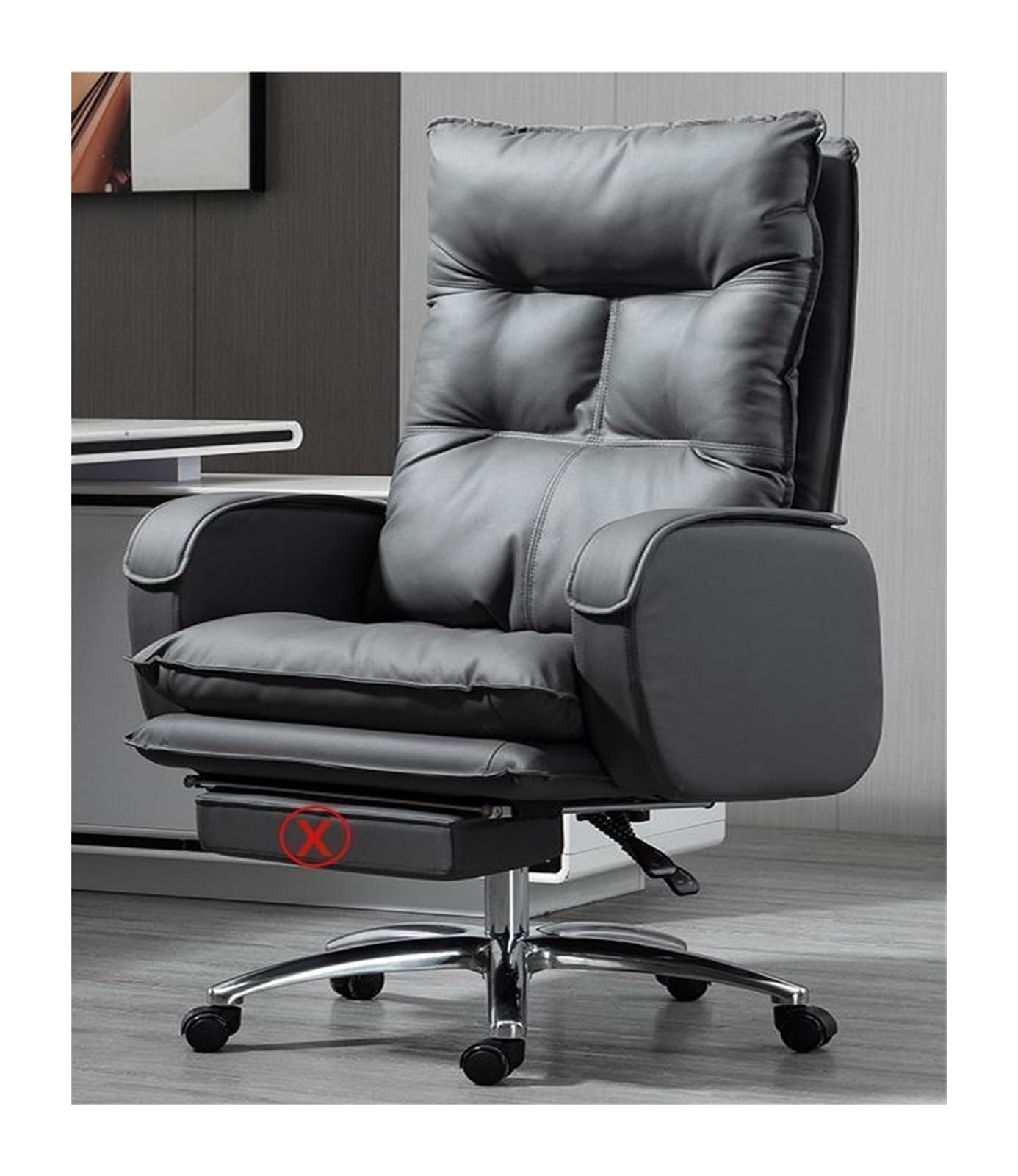 SaryEdge Gaming Chair, Home Office Desk Chairs, Swivel Chair Leather Computer Office Comfortable Home Ergonomic Swivel Chair,Grey-No pedal,Grey-No pedal