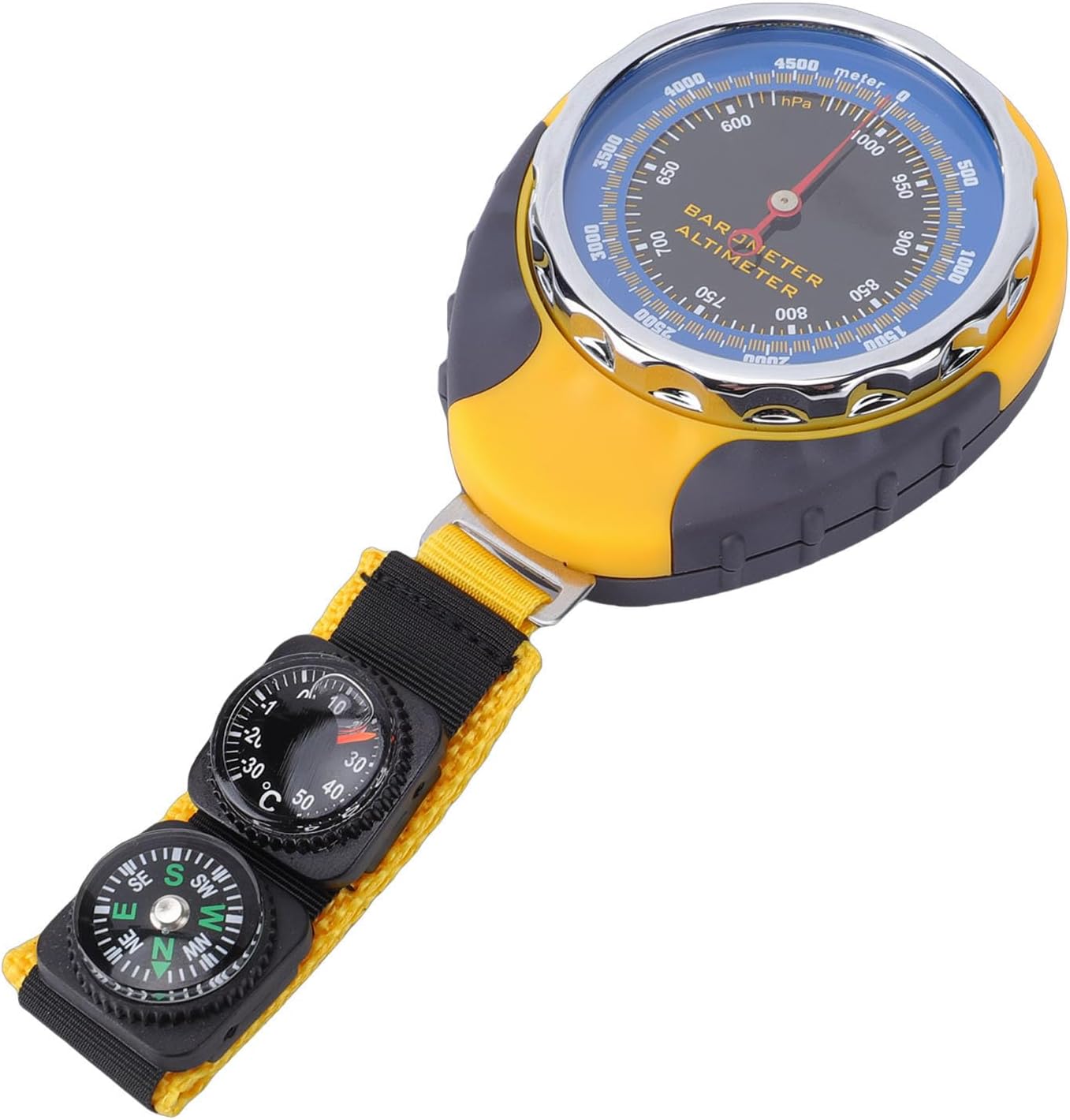 Fabater Handheld Altimeter, 4 in 1 Multifunction Pointer Type Altimeter, Barometer, Compass, Thermometer for Hiking, Reads Altitude from 0 to 16,404 Feet, 580 to 1040hPa, -30-50