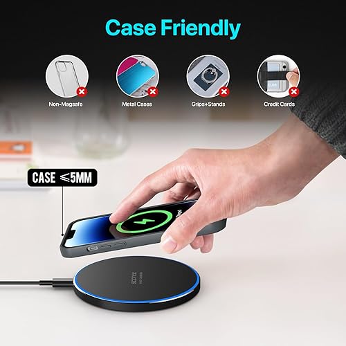 Miniatura 3 de Cargador inalámbrico de 20 W, almohadilla de carga inalámbrica, cargador de teléfono inalámbrico compatible con iPhone 1213141516, estación de carga