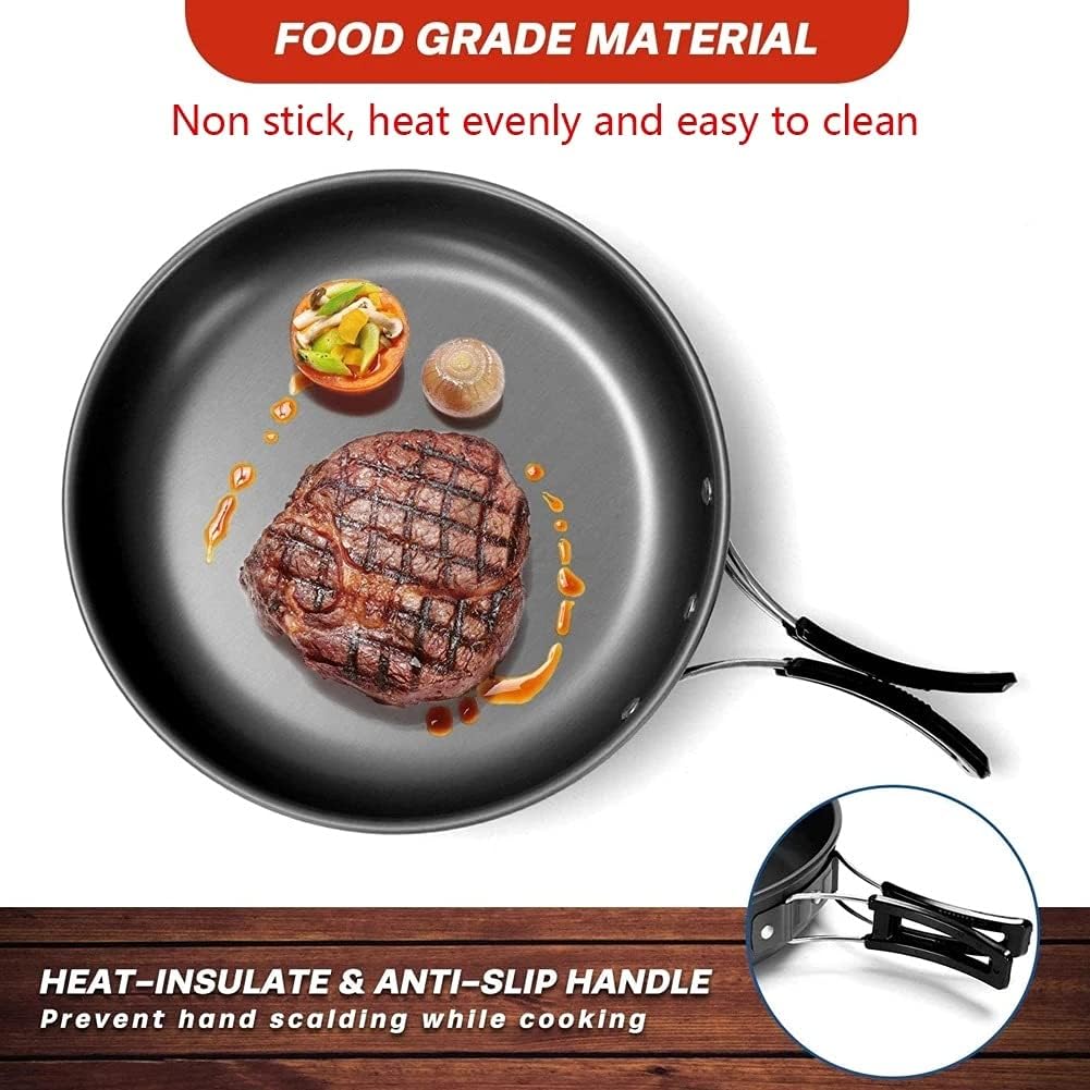 Camping Pot Barbecue Cookware Portable Picnic Stove Set for Backpacking Hiking Outdoor Cooking Non-Stick Bowls Picnic Cook Set