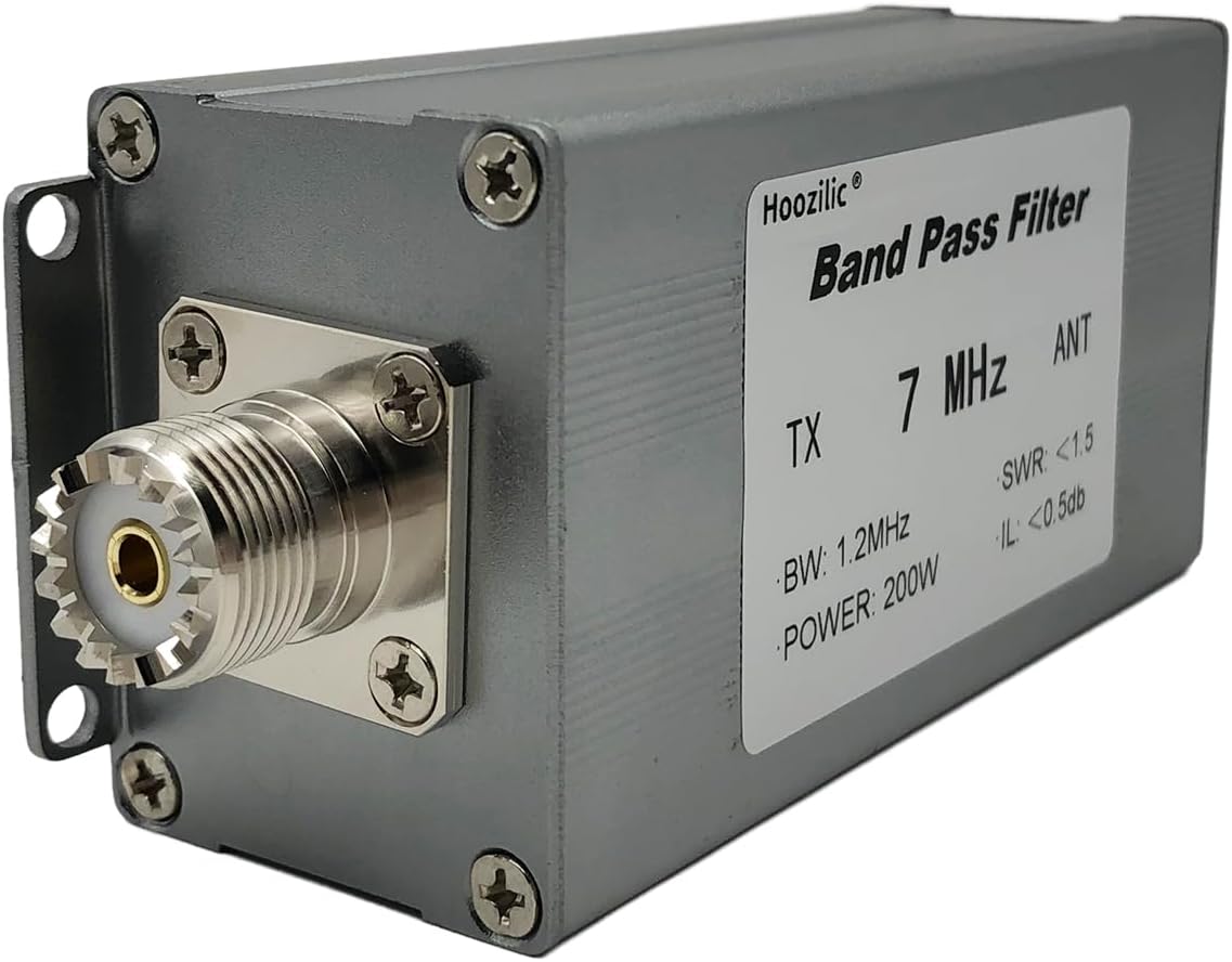 200W Shortwave Band Pass Filter, LC Filter with M Female Connector, High Isolation Antenna Filter for Ham Radio (7MHz)