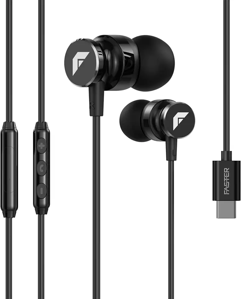 FASTER SH-2C USB-C Wired Earbuds with Mic, 3.9ft