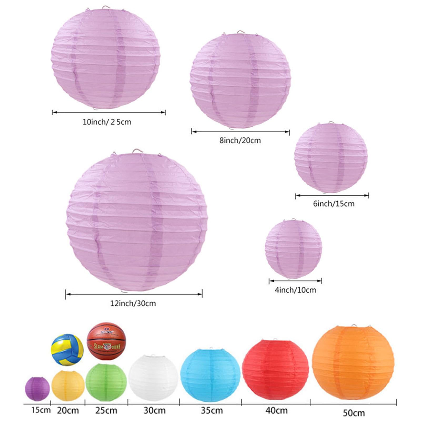 12x Papierlaternen Set Braun - Runde Laternen 6/8/10 Zoll Für Partydeko