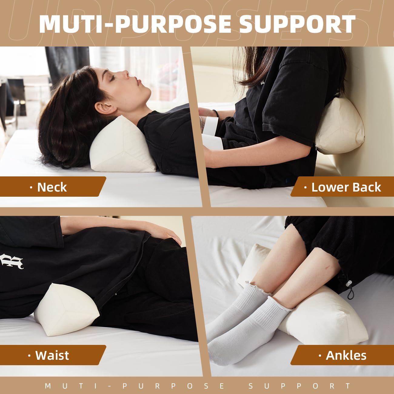 LOFE Buckwheat Pillow - Adjustable Buckwheat Neck Pillow(17x6) to Provide Firm Support, Neck Roll Pillow for Side and Back Sleepers, Bolster Pillow with Organic Pillowcase, Triangle Pillows - Image 7