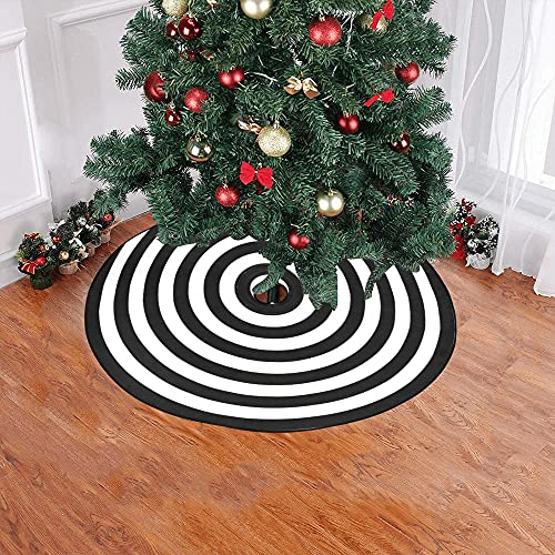 35 Black And White Merry Christmas Tree Skirt, Holiday Party Decor Rustic Farmhouse Halloween Decorations Large Pen Tree Mat For Christma Ornaments 3' #TOP1