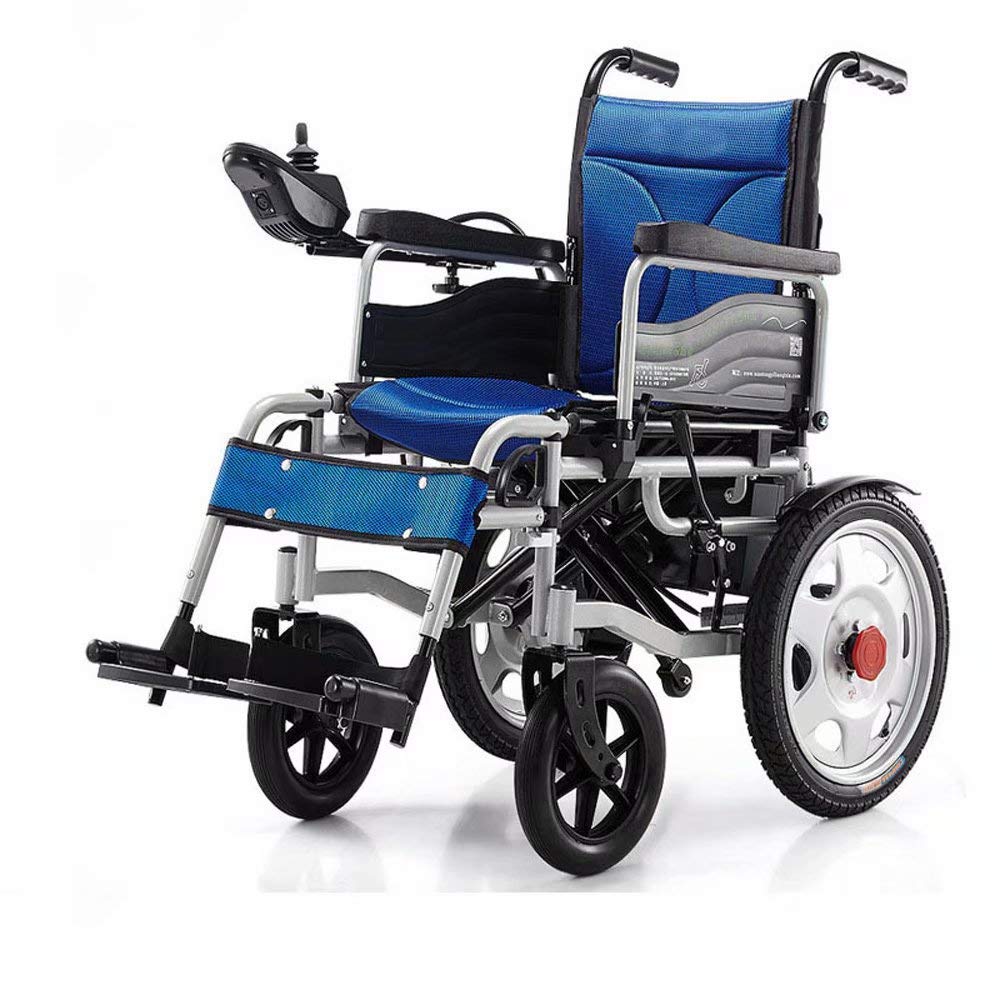 Silla de ruedas plegable ligera con inclinación ajustable y control de joystick, fácil de operar