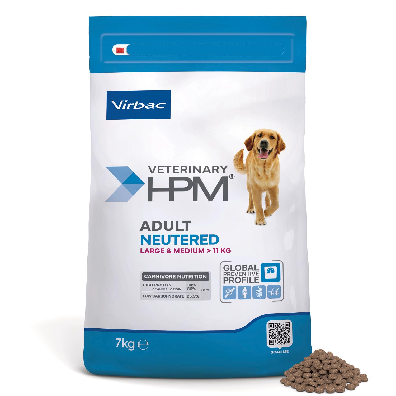 Virbac Veterinary HPM Vet Dog Ad Neutered M/L Nourriture pour Chien 7 kg