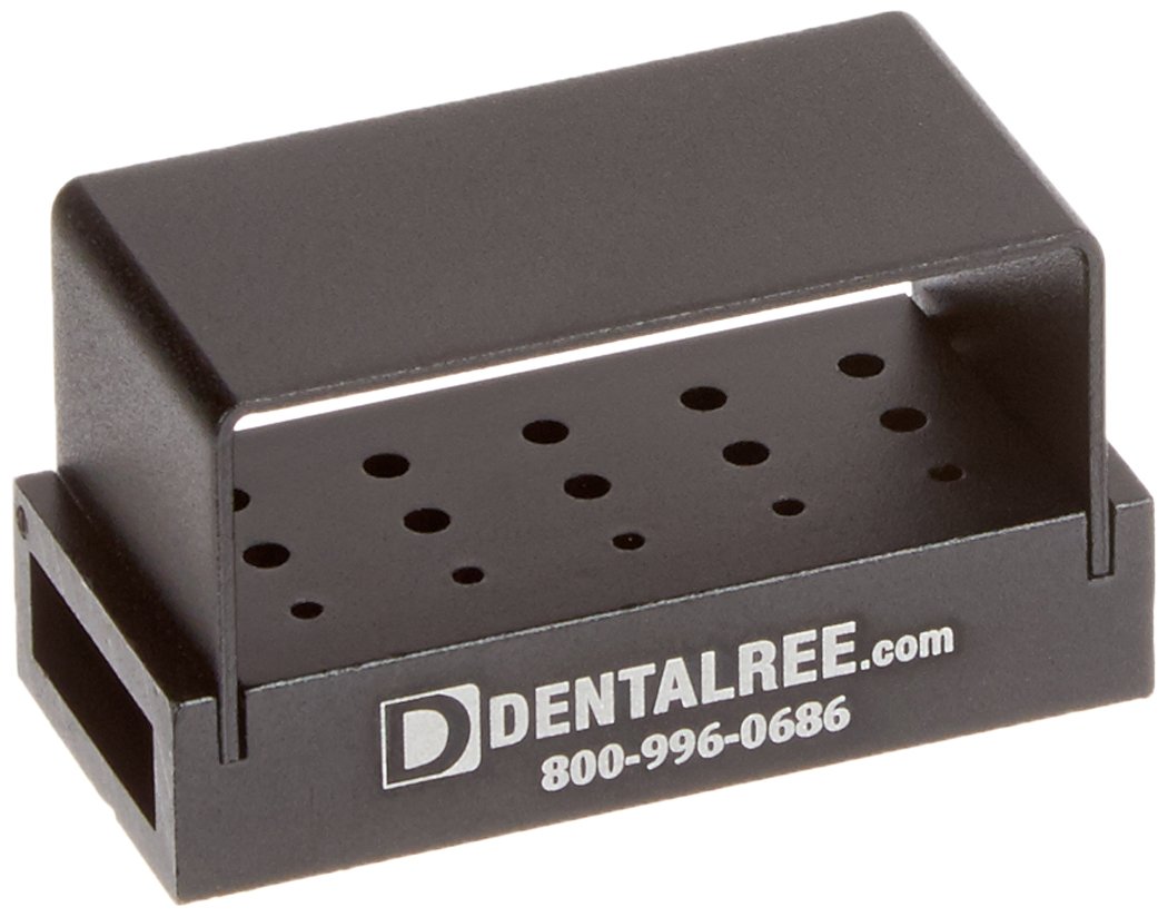 QUALIT BUR BLOCK BK-300-BK 15 Holes Bur Blocks Friction Grip Shank, Aluminum, Black