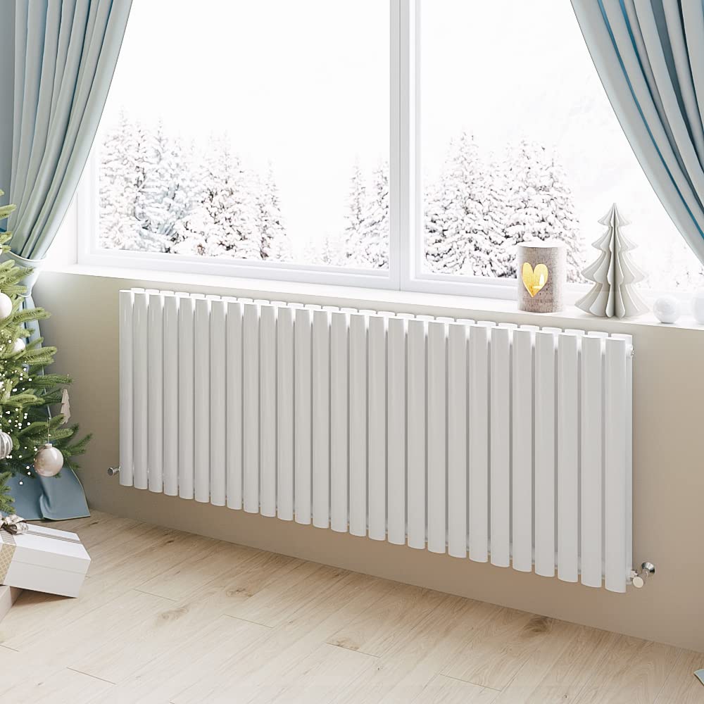 Huiyang White Horizontal Radiator Oval Column Designer Central Heating Rad 600X1593mm Double