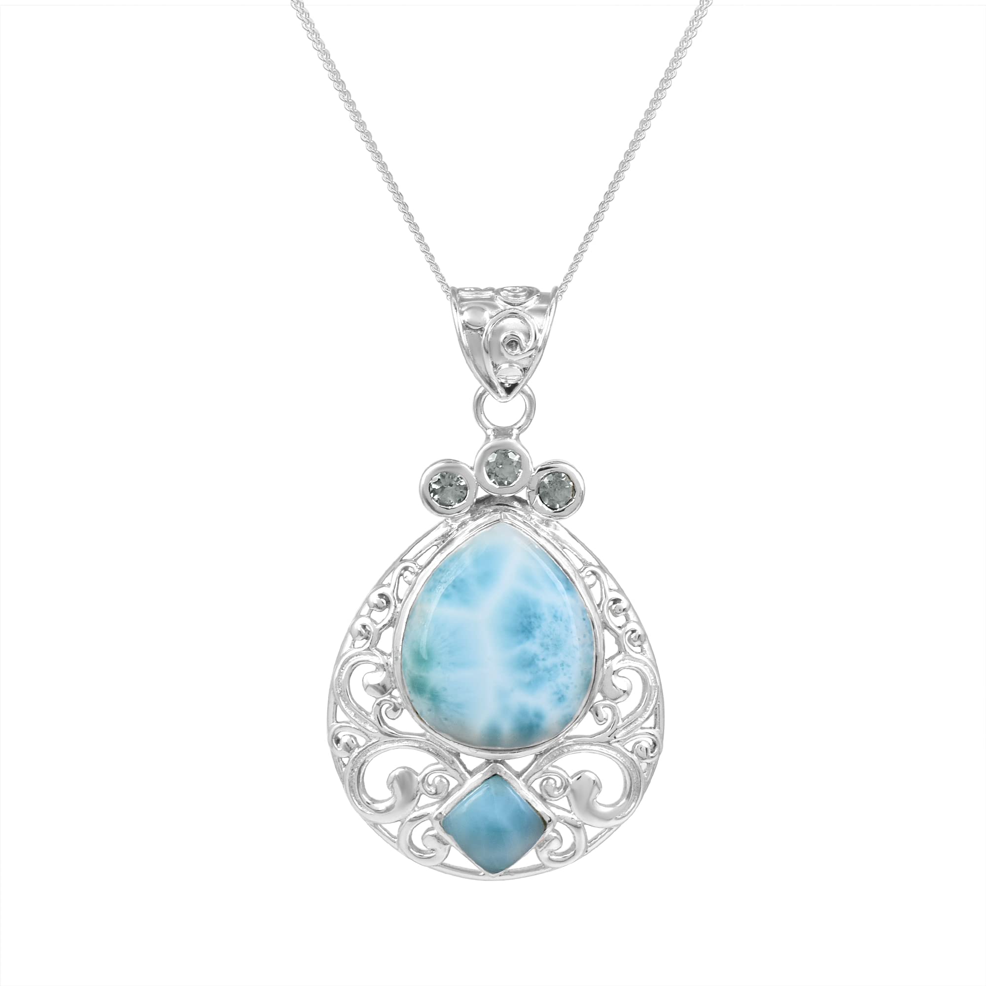 Collier larimar naturel anti-ternissement, l'éclat durable de l'argent 925