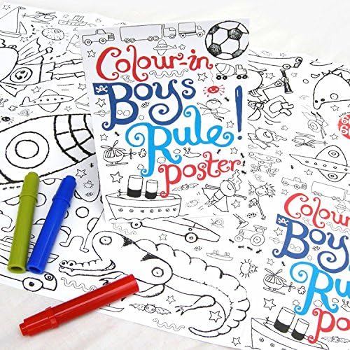 Craft Activity For Boys - Colour-in Boys Rule! Poster (PB02)