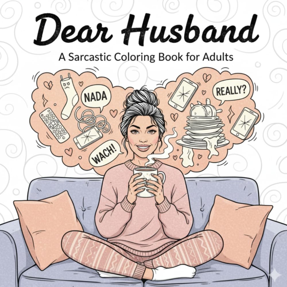 Dear Husband A Sarcastic Coloring Book for Adults: 50 Funny And Relatable Quotes to Color for Wives Who Need a Laugh (and Maybe a Break)
