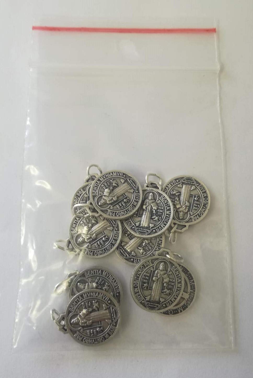 lazzaro italy San Benedetto Medaglia placcata argento - Diametro 1,5 cm - 10 medagliette