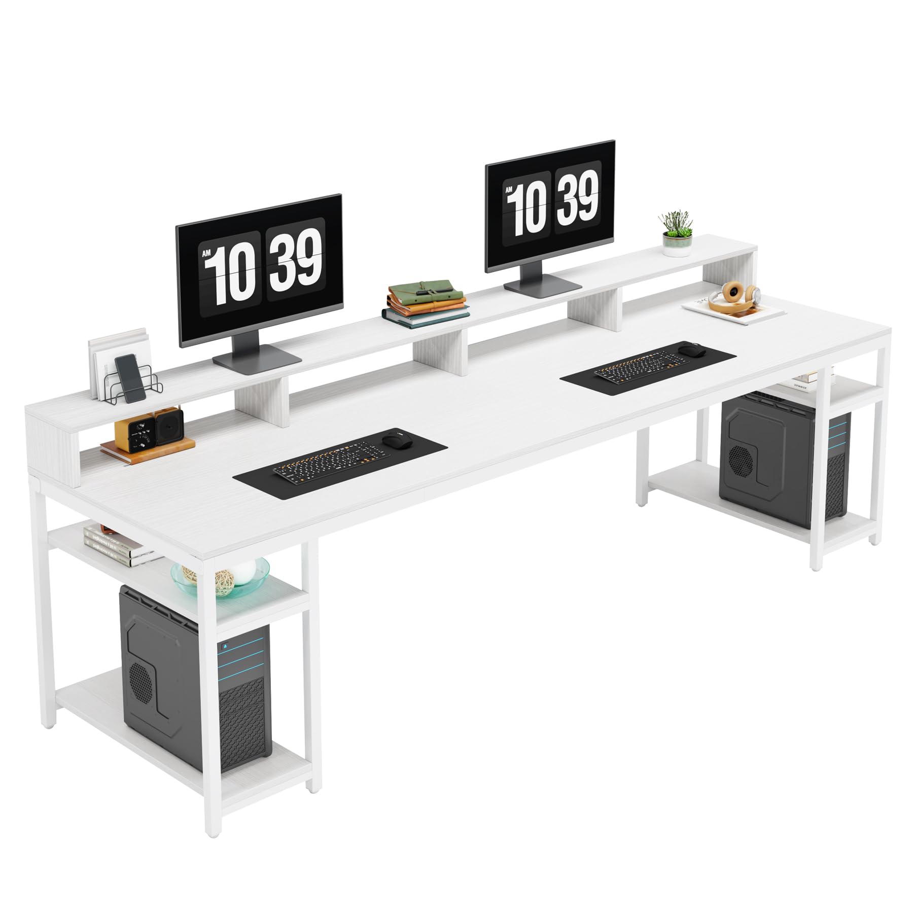 【新品・送料無料】鏡面仕上ハイタイプ150cm幅パソコンデスク2点セット Amazon | Tribesigns パソコンデスク 2人用 ゲーミングデスク オフィス