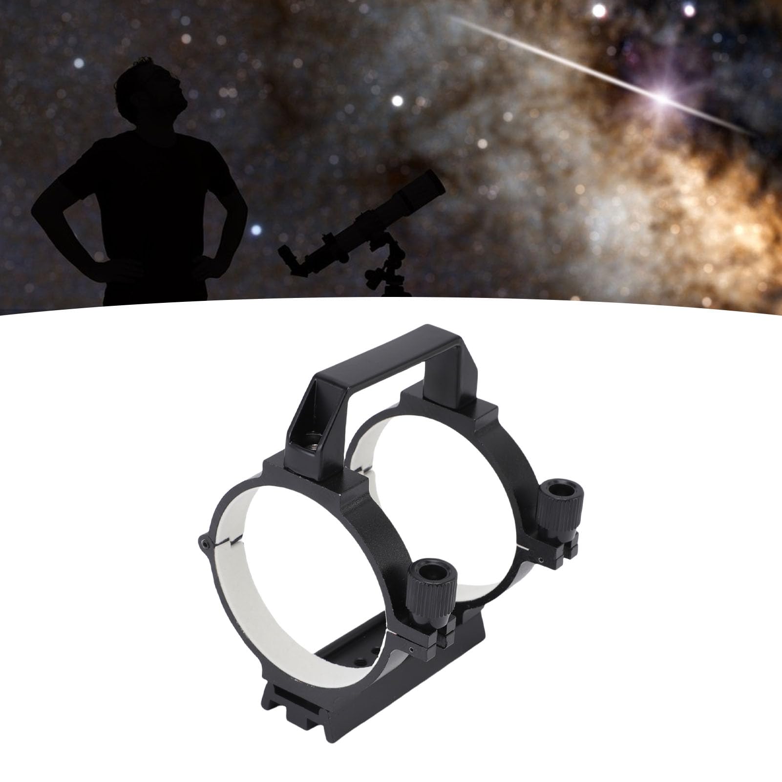 Hidyliu Anillo de Tubo de Telescopio Ajustable con Tiras Acolchadas Abrazadera de Metal Robusta para Telescopio Astronómico de 80 Mm a 90 Mm Uso en Exteriores